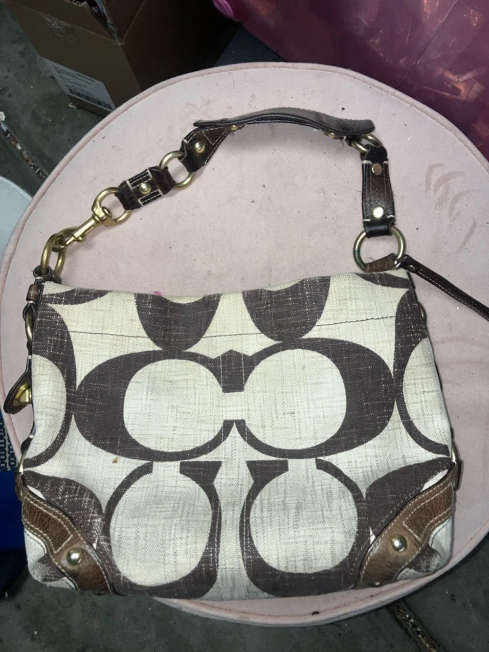 Coach Brown and Cream Shoulder Bag - Picture 2 of 9